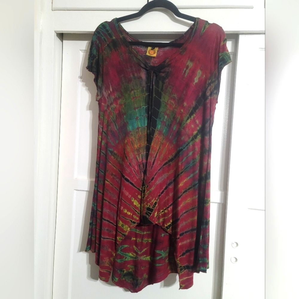 Bohemian Tie-dye High/Low Mini Dress S/M - NEW WITH TAGS